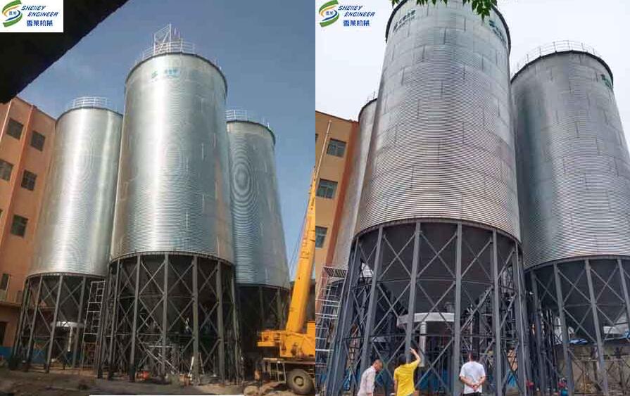 山东泰安面粉厂全钢锥底金年会金字招牌信誉至上首页:钢板仓安装调试